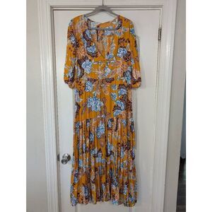 Abel the Label Mango Magic‎ Tiered Maxi Dress women's medium orange floral NWTs